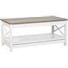 buybyroom Tavolino da salotto, tavolino in legno, stile country con spazio e cornice a forma di X