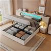 Mydtt Letto Matrimoniale 180x200 con LED Testiera larga, Letto Contenitore Matrimoniale con porta USB e Lampada, Struttura Letto Matrimoniale Imbottito 180x200, Senza Materasso, Velluto (Beige)