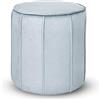 MG Design Pouf rotondo imbottito 42 x 45,5 cm in Azzurro con cuciture decorative - Seduta compatta per salotto o camera da letto