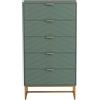 UEV Cassettiera 5 Cassetti Camera da Letto con V-Linea 60x34x110cm, Verde | Settimino con 5 Cassetti, Mobiletto Moderno Pratico e Sicuro con Design Antiribaltamento, Comò Soggiorno Portaoggetti