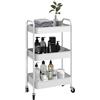 HOMCOM Carrello da Cucina a 3 Livelli con Maniglie e 4 Rotelle, Carrello Portaoggetti in Acciaio, per Ufficio, Soggiorno, Cucina, 45x30.6x79 cm, Bianco
