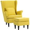 HOMCOM Poltrona Relax con Pouf Poggiapiedi, Cuscino e Schienale Alto, Poltroncina Camera da Letto in Tessuto Trapuntato con Gambe in Legno e Braccioli per Salotto e Soggiorno, 75x83x104 cm, Giallo