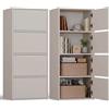 CDF Credenza Alta Armadio 4 Ante 50cm Ripiani Soggiorno Camera Corridoio Ingresso Ufficio Colonna Cassettiera Scaffale Multiuso Salvaspazio Mobile Stretto Dispensa Cucina Comò Senza Maniglie Cashmere
