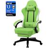 GTPLAYER Sedia da gaming, poltrona ergonomica da gaming, sedia da scrivania in similpelle, cuscino di seduta a molle, braccioli e poggiapiedi collegabili, portata massima 150 kg.