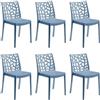 GLOUPIE Set 6 Sedie Matrix In Polipropilene Blu, 55x47x82 Cm,Peso 4 Kg,Per Interno Ed Esterno,Made In Italy,Impilabili