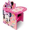 CARTOON Sedia Scrivania Bambini Minnie Disney con Contenitore 51x58x59 cm Banco con Seduta in Legno per Cameretta Tavolino per Disegno e Compiti Mobiletto Porta Giochi Età 3+