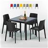 Produce Shop Tavolino Quadrato Nero 90x90 cm con 4 Sedie Colorate Rome Passion - Nero