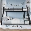 Moimhear Letto a castello, 90 x 200 cm+140 x 200 cm, ringhiera, gradino, certificato en747, senza materasso, metallo (nero)