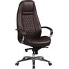 FineBuy Sedia Ufficio Vera Pelle Marrone Poltrona Scrivania Ergonomica | Design Sedia con Ruote & Braccioli | Sedia Girevole Imbottita Studio