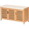 AD.CON - Scarpiera in bambù con panca da seduta, scarpiera con 3 scomparti, cuscino, mobile per scarpe, per ingresso, 50 x 90 x 35 cm (Beige)