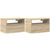 vidaXL Comodini a Muro 2 pz Rovere Sonoma 45x26x28,5 cm, Comodino a Muro, Comodino a Sospensione, Comodino, Comodino pensile, Comodino sospeso