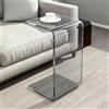 NEHCFO Tavolino acrilico trasparente a forma C, tavolino laterale moderno, spessore 1 cm, resistente e facile da pulire, per soggiorno camera(Gray,30x30x65cm)