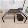 ACXIN Letto in metallo 160 x 200 cm, senza testiera, robusto letto singolo con rete a doghe in metallo, colore nero, moderno, camera da letto, camera degli ospiti, letto, durevole, stabile