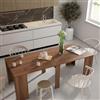 Cybert Tavolo Consolle Allungabile fino a 3 Metri - 12 Posti - Piano MDF - Guide Telescopiche Alluminio - Da Console 50 cm a Tavolo Pranzo 300 cm - tavolo per 12 Persone (Legno noce)