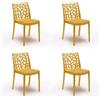 GLOUPIE Set 4 Sedie Matrix In Polipropilene Senape, Dim. 55x47x82 Cm,Peso 4 Kg,Per Interno Ed Esterno,Made In Italy,Impilabili