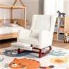 HYNHXBP Poltrona a Dondolo Ergonomica, con Braccioli e Tasche Laterali, Sedia da Allattamento con Cuscini, Struttura in Legno Massello, Chaise Longue per Soggiorno o Camera da Letto (Bianco)