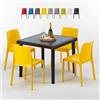 Produce Shop Tavolino Quadrato Nero 90x90 cm con 4 Sedie Colorate Rome Passion - Giallo