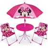 CARTOON Set Giardino Bambini Minnie Disney con 2 Sedie Tavolino e Ombrellone Tavolo Mare Pieghevole Rosa Bowtastic Sedie 35x38x52 cm Portata 30 kg Età 3+