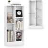 KOMFOTTEU Libreria aperta con 5 armadietti di 2 diverse dimensioni, scaffale per libri aperto, mobile in legno, gambe antiscivolo, 50 x 24 x 104 cm (bianco)