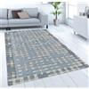 Confezioni Giuliana Tappeto arredo cinigliato Jacquard Antiscivolo Moderno Scacchi Azzurro Made in Italy - 115x175