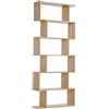 HOMCOM Libreria a scaffale Zig Zag Design Contemporaneo 80 L x 23 L x 192 H cm 6 livelli, colore rovere chiaro