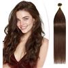 SEGO Pro Extension Capelli Veri Cheratina 45cm 25 Ciocche #4 Marrone Medio 1g U-Tip Pre Bonded Keratina 100% Remy Hair Umano Naturale Invisibili