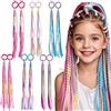 YOUYIKE 12 Pezzi Ciocche Colorate per Capelli, Extension Capelli Colori con Elastico Clip Treccine Hair Tinsel Tessitura Bambina per Feste Decorazioni Regali