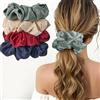 Lolalet 4 Pezzi Scrunchies per Capelli Seta Grande, Elastici Capelli Seta per Donna e Ragazze -Stile C