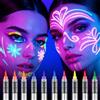 LOPHE Fluorescenti Matite Trucco per Viso e Corpo, 10 Colori Lavabile UV Fluorescente Colorato Neon Kit, Pittura Corpo Sicuro e Non Tossico per Feste, Cosplay, Halloween