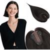 Silk-co Hair Topper Donna Capelli Veri Clip 30cm 35g Toupee Toupet Silk Lace Base 8 * 10cm #1B Nero Naturale