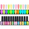 Generico Smalto gel - Set di smalti per unghie fosforescenti da 12 pezzi, set di smalti per unghie con colori LED UV | Forniture per manicure luminose per sessioni fotografiche di viaggio per signore, ragazze