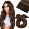 Silk-co Extension Clip Capelli Veri Lisci 50cm Fascia Unica Naturali Marrone Medio 50g