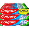 Colgate - Dentifricio Triple Action 12x75ml (Consegna in 48 Ore), Dentifricio Protezione contro la Carie, Denti Bianchi, Alito Fresco, Protezione Smalto, Formula Sbiancante e Rinfrescante