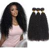 NICMISS Human Hair Bundles Kinky Curly Bundle Capelli Umani Double Weft Brazilian Virgin Curly Weave Hair Extensions for Black Women Natural Color 16 18 20 inch