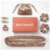 loui bouclé - Heatless Curls - Bigodini durante la notte senza calore - in velluto con clip, imbottitura morbida, per ricci grandi e voluminosi - ideale per capelli lunghi - Set in mousse mocha e