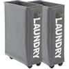SQQCREATO Porta Pesi Palestra Casa 1/2/3 pezzi Cesto for la biancheria sporca con ruote for pieghevole Organizzatore for vestiti for casa Tappetino(Grey-2PCS)