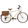 Cicli Tessari - bicicletta uomo bici da passeggio city bike 28'' vintage con borse laterali cambio 6 velocita'. (beige, 54(mt.1,75/1,90))