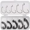 Amacoam Ami da Pesca con Occhiello Amo da Pesca con Esca in Acciaio al Carbonio Nero Attrezzatura Pesca Worm Pesce Ganci con Scatola di Plastica Gancio di Pesca 5 Taglie 50 Pezzi