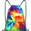 Generic Zaino con Coulisse Rainbow Geometric Sacchetta Sportiva Resistente Drawstring Backpack Leggero Sportiva Zainetto per Spiaggia Scuola Vacanze