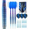 Mhekrep Set di freccette morbide con punta in plastica, 22 grammi, 3 freccette professionali per bersaglio elettronico, finitura Rainbow con 10 punte morbide, 6 alette e contenitore (blu colorato)