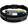 Generico Marsupio Impermeabile Porta Cellulare Uomo Donna, Cintura Sportiva Leggera con Doppia Tasca, Banda Riflettente e Porta Smartphone per Corsa, Fitness, Trekking e Viaggi