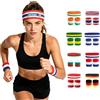 Generico Set di Fascia e Braccialetto Sportivi Personalizzati con Ricamo Testo, oppa del mondo Banda Sudore per Uomo e Donna, Per Calcio Coppa del Mondo, Palestra Yoga Corsa, per Tifosi (C)