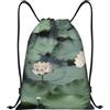 Generic Zaino con Coulisse Black Lily Pads Sacca da Palestra Grande capacità Drawstring Backpack Impermeabile Borsa con Coulisse per Scuola Unisex Viaggi