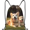 Generic Zaino con Coulisse Dog On The Lawn Sacchetta Sportiva Pieghevole Sportiva Zainetto Grande capacità Drawstring Backpack per Spiaggia Scuola Vacanze