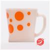 Fire King Rare Fire King Impugnatura a D Tazza Luce Avorio a Pois Arancione Latte Vetro Da