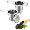 BUCOMTU 2 Pezzi Infusore Per Tisane, In Acciaio Inox Filtri Per Tisane, Filtro per Tè con Coperchio, Design con Manico Pieghevole, Adatto per la Maggior Parte Delle Tazze da Tè, Ciotole da Tè