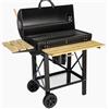 EGLEMTEK Barbecue A Carbone Con Coperchio E Ripiani Laterali BBQ Grill Da Giardino Con Griglia Rialzata Scaldavivande Struttura In Acciaio Ruote E Cassetto Raccogli Cenere 110 x 70.5 x 101.5 Cm Nero