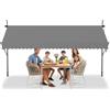 VA-Cerulean Tenda da sole con morsetto a manovella, retrattile per balcone, giardino, altezza regolabile, resistente ai raggi UV, impermeabile, senza fori (350 cm di larghezza, grigio chiaro)