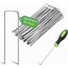 Graxury 50 Pezzi 15cm Ø 3mm Spilli per Giardino Resistenti - Chiodi in Acciaio Zincato per Fissare Paletti per Ancorare Tessuto Antierba, Reti e Tubi con 1 Uncino a Punta