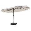 COSTWAY Ombrellone Doppio da Giardino 450 x 260 cm, con 48 Luci LED e Base, Ombrellone Rettangolare con Manovella, per Giardino Piscina Cortile (Beige)